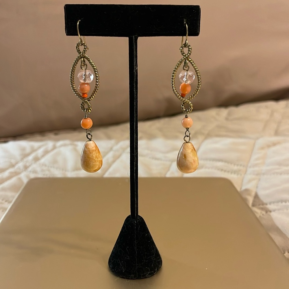 WHBM Orange/Pink Dangle Earrings